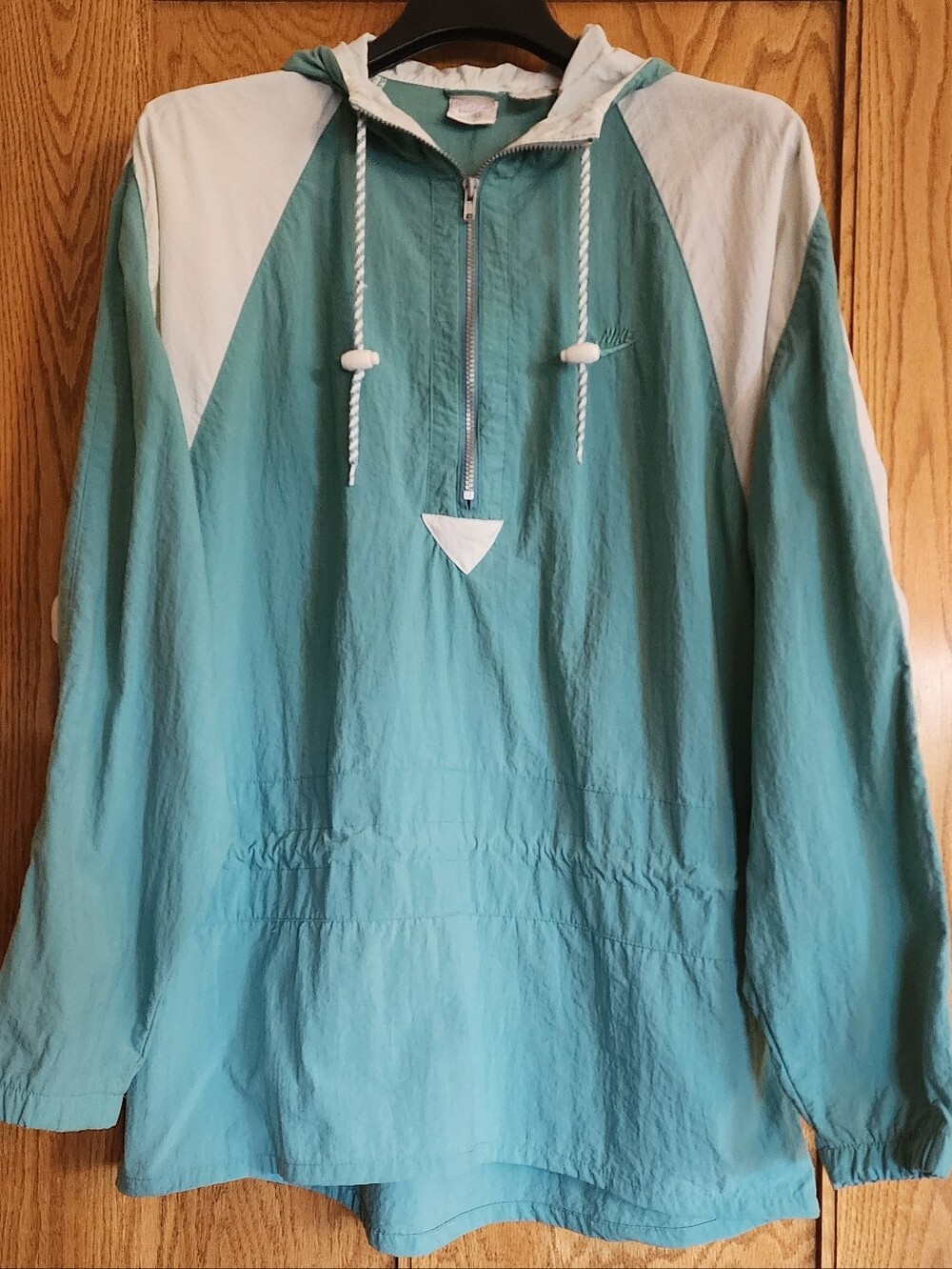 Vintage Nike Silver Tag Teal & White Colorblock 1/4 Zip
